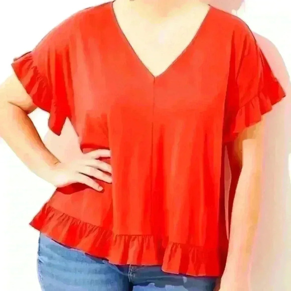 EUC Loft Flutter Statement Tee Coral Size 24/26 - 4X - Picture 1 of 7
